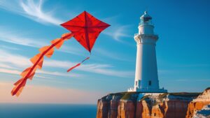 A kite and a lighthouse - Our Runaway Kite